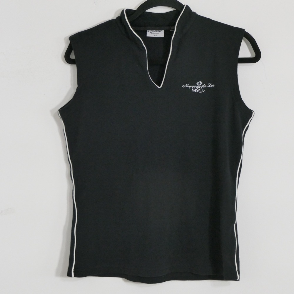 Impressions Canada Women Polo L Black Sleeveless Preppy Golfcore Tennis Summer